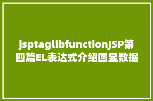 jsptaglibfunctionJSP第四篇EL表达式介绍回显数据自界说函数fn办法库等 NoSQL