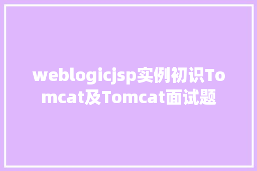 weblogicjsp实例初识Tomcat及Tomcat面试题 Vue.js