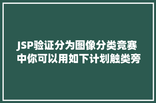 JSP验证分为图像分类竞赛中你可以用如下计划触类旁通 Java