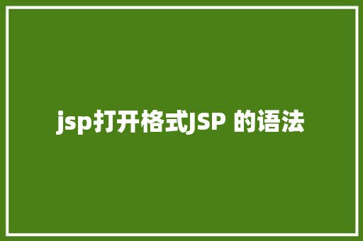 jsp打开格式JSP 的语法