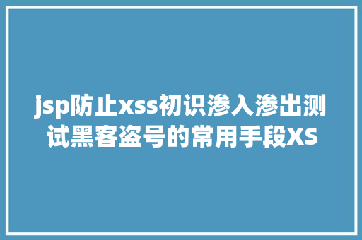 jsp防止xss初识渗入渗出测试黑客盗号的常用手段XSS进击简介 JavaScript