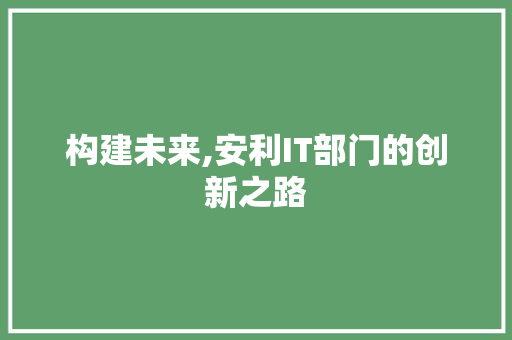 构建未来,安利IT部门的创新之路