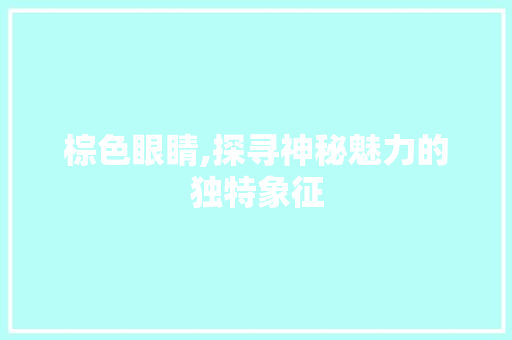 棕色眼睛,探寻神秘魅力的独特象征