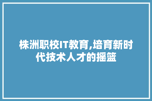 株洲职校IT教育,培育新时代技术人才的摇篮