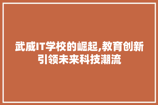 武威IT学校的崛起,教育创新引领未来科技潮流