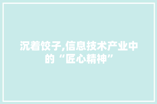 沉着饺子,信息技术产业中的“匠心精神”