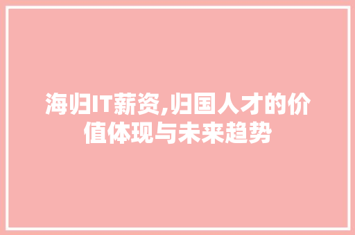 海归IT薪资,归国人才的价值体现与未来趋势