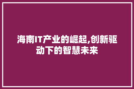 海南IT产业的崛起,创新驱动下的智慧未来