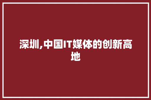 深圳,中国IT媒体的创新高地