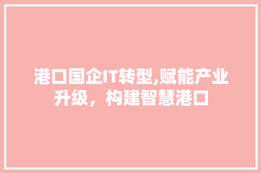 港口国企IT转型,赋能产业升级，构建智慧港口