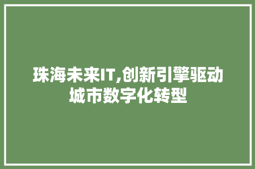 珠海未来IT,创新引擎驱动城市数字化转型