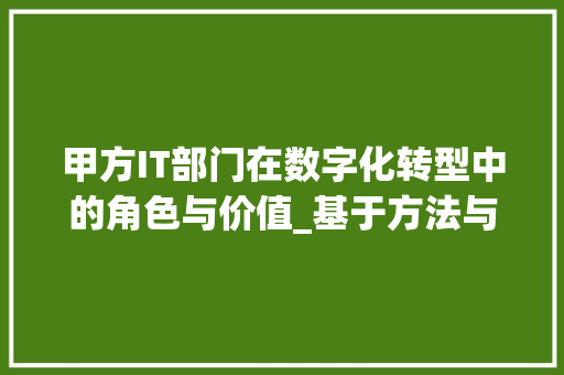 甲方IT部门在数字化转型中的角色与价值_基于方法与理论的详细讨论