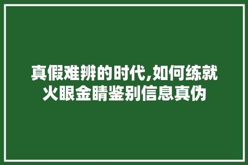 真假难辨的时代,如何练就火眼金睛鉴别信息真伪