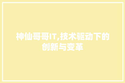 神仙哥哥IT,技术驱动下的创新与变革