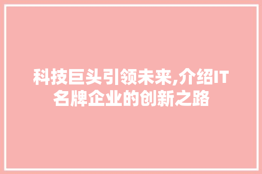 科技巨头引领未来,介绍IT名牌企业的创新之路