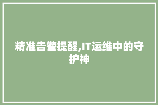 精准告警提醒,IT运维中的守护神 React