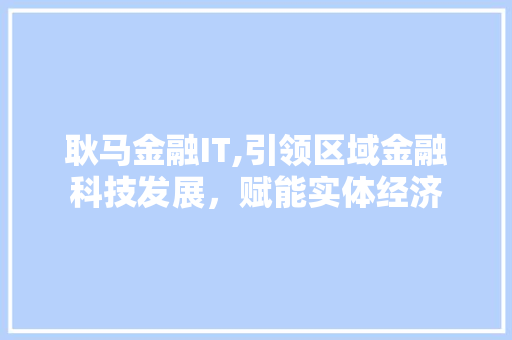 耿马金融IT,引领区域金融科技发展，赋能实体经济