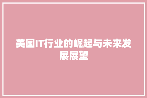 美国IT行业的崛起与未来发展展望