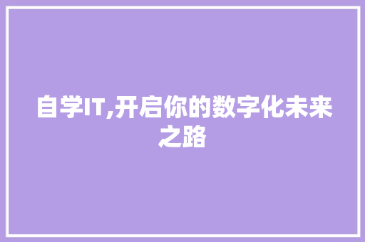 自学IT,开启你的数字化未来之路