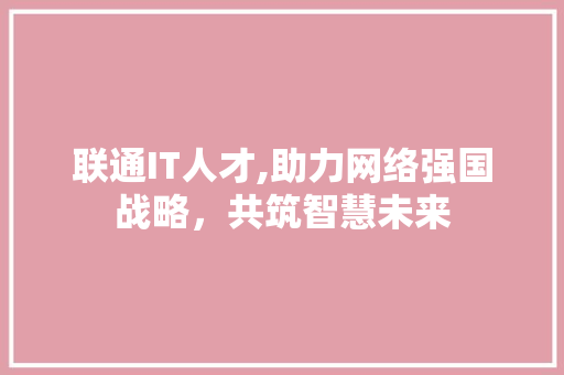 联通IT人才,助力网络强国战略，共筑智慧未来