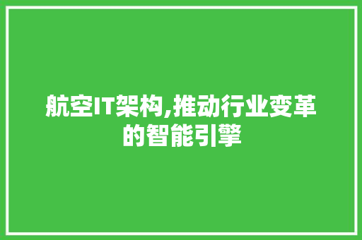 航空IT架构,推动行业变革的智能引擎 Java