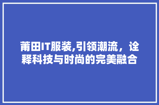 莆田IT服装,引领潮流，诠释科技与时尚的完美融合