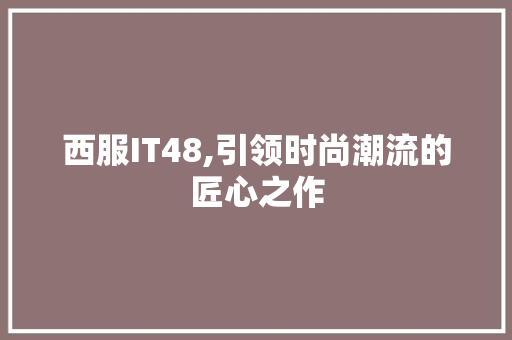 西服IT48,引领时尚潮流的匠心之作