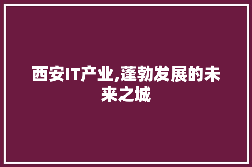 西安IT产业,蓬勃发展的未来之城