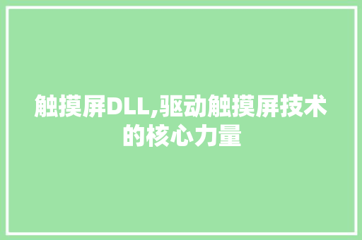 触摸屏DLL,驱动触摸屏技术的核心力量