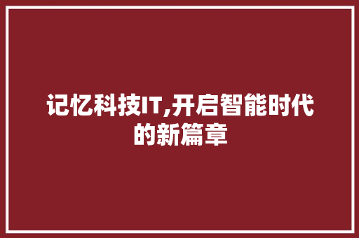 记忆科技IT,开启智能时代的新篇章