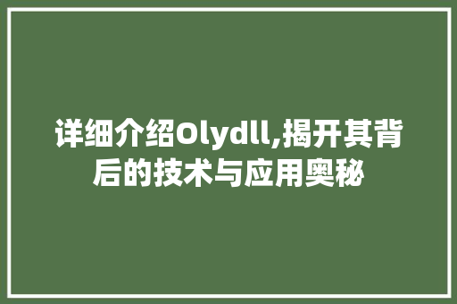 详细介绍Olydll,揭开其背后的技术与应用奥秘