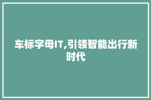 车标字母IT,引领智能出行新时代