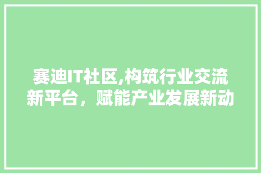 赛迪IT社区,构筑行业交流新平台，赋能产业发展新动力