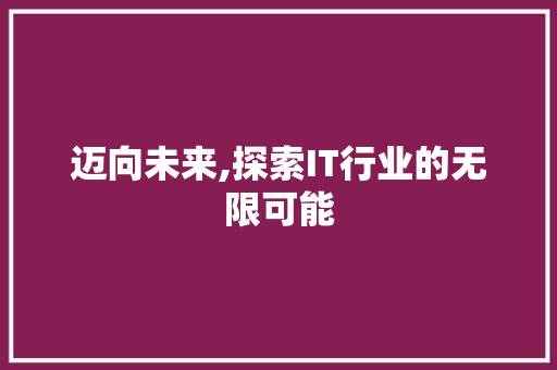 迈向未来,探索IT行业的无限可能