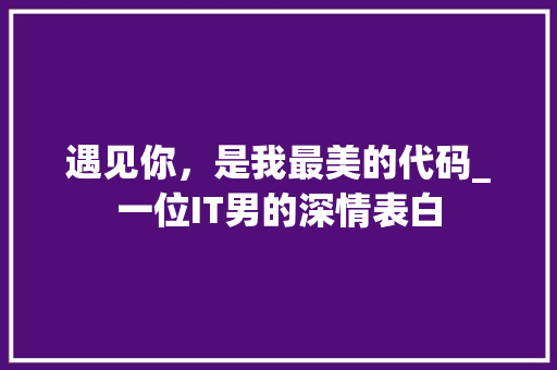 遇见你，是我最美的代码_一位IT男的深情表白