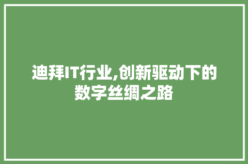 迪拜IT行业,创新驱动下的数字丝绸之路 jQuery