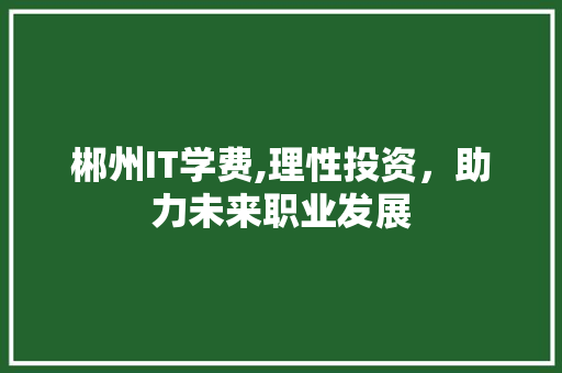 郴州IT学费,理性投资，助力未来职业发展