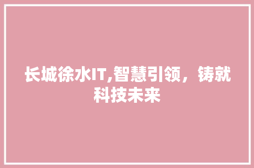 长城徐水IT,智慧引领，铸就科技未来