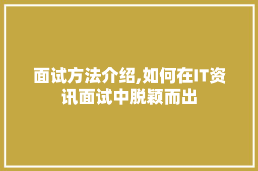 面试方法介绍,如何在IT资讯面试中脱颖而出