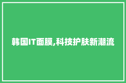 韩国IT面膜,科技护肤新潮流