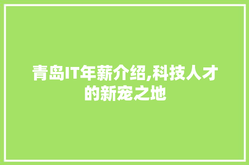 青岛IT年薪介绍,科技人才的新宠之地