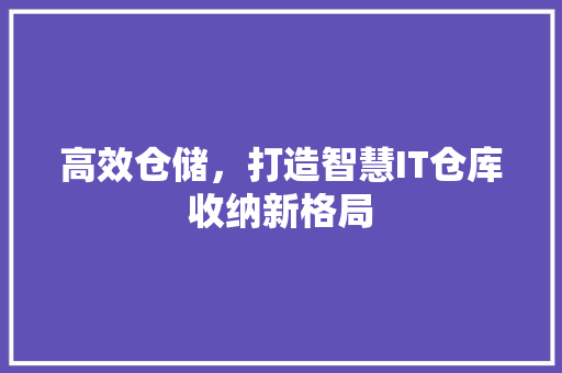 高效仓储，打造智慧IT仓库收纳新格局