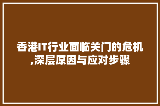 香港IT行业面临关门的危机,深层原因与应对步骤