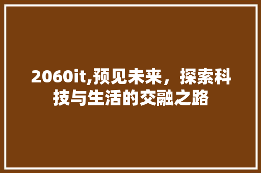 2060it,预见未来，探索科技与生活的交融之路