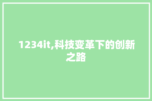 1234it,科技变革下的创新之路