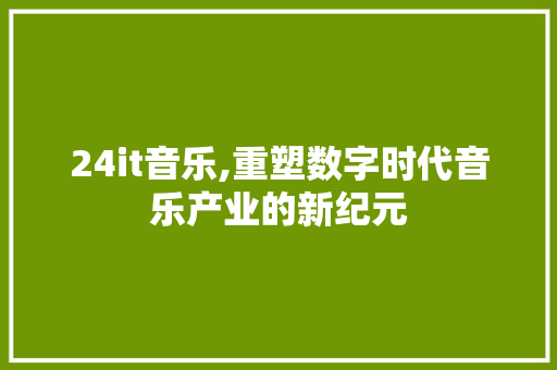 24it音乐,重塑数字时代音乐产业的新纪元