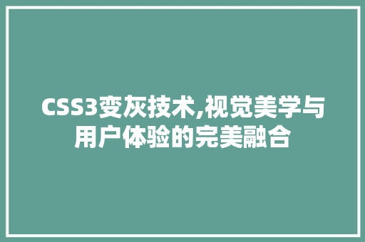 CSS3变灰技术,视觉美学与用户体验的完美融合