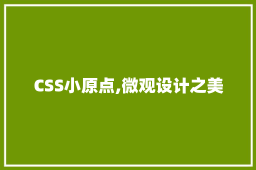 CSS小原点,微观设计之美