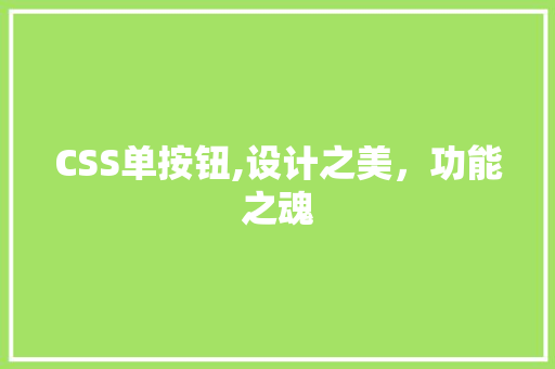 CSS单按钮,设计之美，功能之魂