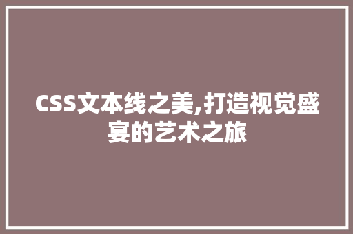 CSS文本线之美,打造视觉盛宴的艺术之旅